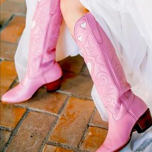MidCalf Boots Chunky Heel Cute Heart Cowgirl boots